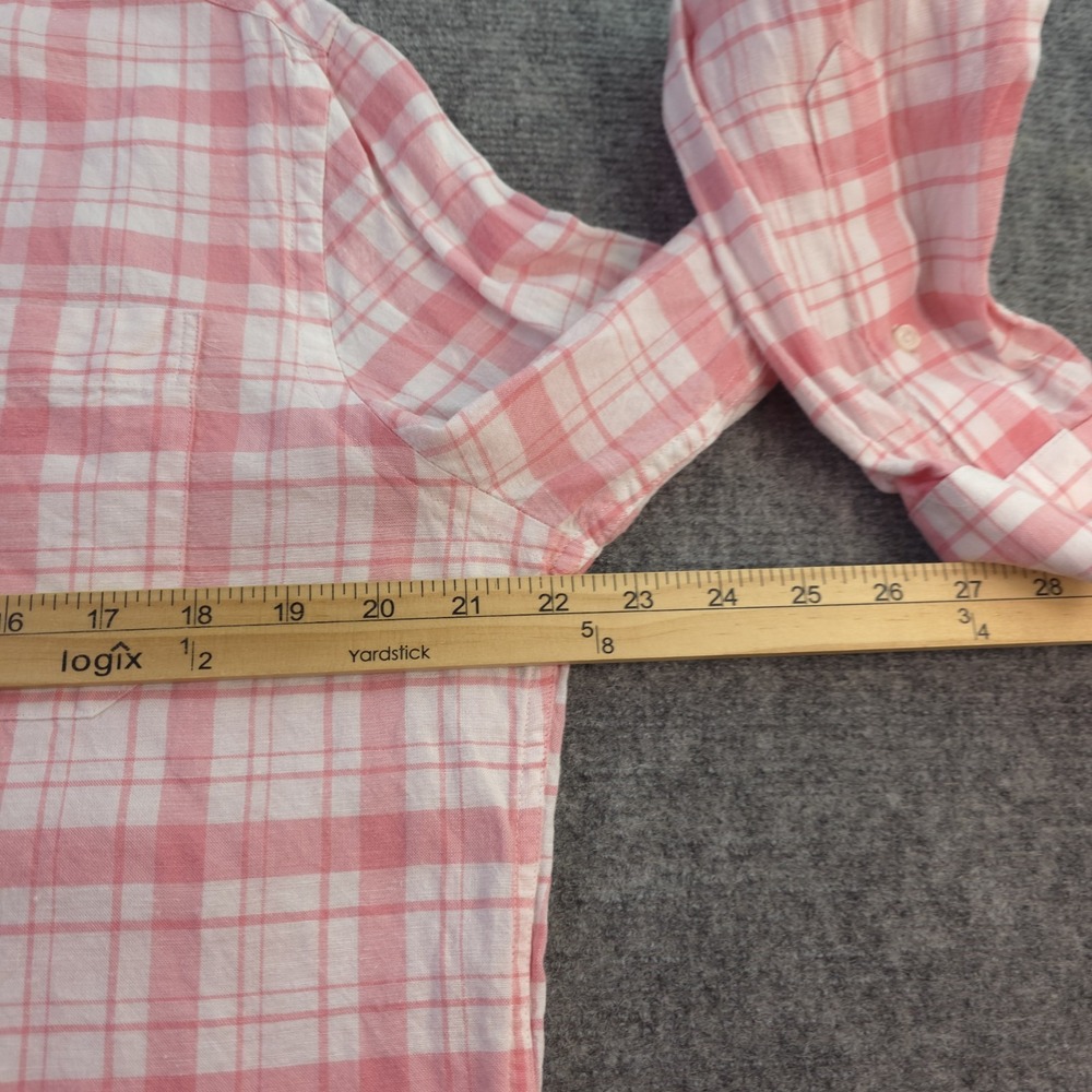 Southern Tide Shirt Medium Pink Plaid Hemp Blend Long Sleeve Button Down - Picture 5 of 9